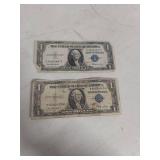 (2) 1935 E Series Silver Certificate Dollar Bills