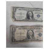 (2) 1935 E Series Silver Certificate Dollar Bills