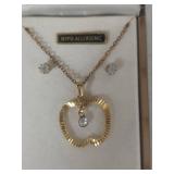 Crystal Apple Pendant Necklace and Earrings Set