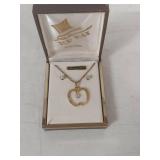 Crystal Apple Pendant Necklace and Earrings Set