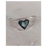 Handcrafted Abalone Inlay Silver Cuff Bracelet