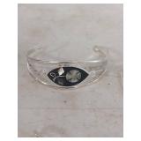 Handcrafted Abalone Inlay Silver Cuff Bracelet