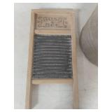 Washboard and Galvanized Bucket Set