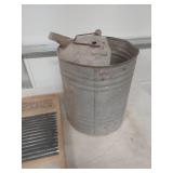 Washboard and Galvanized Bucket Set