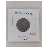 1867 Shield Nickel 5 Cents