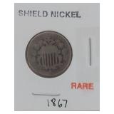 1867 Shield Nickel 5 Cents