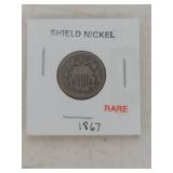 1867 Shield Nickel 5 Cents