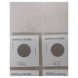 Card of 6 Buffalo Nickel Collection 1920-1928