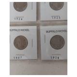 Card of 6 Buffalo Nickel Collection 1920-1928