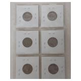 Card of 6 Buffalo Nickel Collection 1920-1928