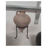 Clay Amphora with Iron Stand and Egg Shells