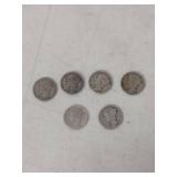 (6) Mercury Silver Dime Collection