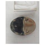 Native American End of the Trail / Buffalo Nickel Belt Buckle with Turquoise and Coral