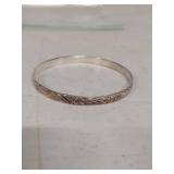 Sterling Silver Floral Engraved Bangle