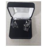 Sterling Silver Black Drop Earrings