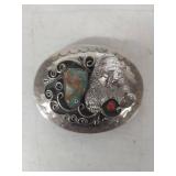 Turquoise / Coral Bear Belt Buckle