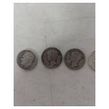 (5) Silver Dime Collection - Mercury and Roosevelt