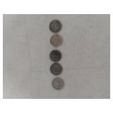 (5) Silver Dime Collection - Mercury and Roosevelt
