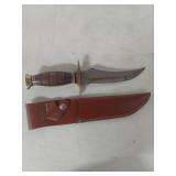 Stainless Steel Hunting Knife with Leather Sheath