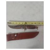 Stainless Steel Hunting Knife with Leather Sheath