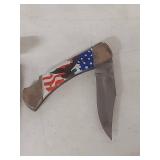 American Eagle Folding Pocket Knife with Leather Case