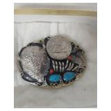 Native American Style Belt Buckle with Ike Dollar