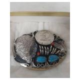 Native American Style Belt Buckle with Ike Dollar