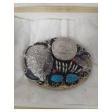 Native American Style Belt Buckle with Ike Dollar