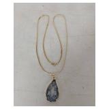 Natural Agate Slice Pendant Necklace