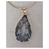 Natural Agate Slice Pendant Necklace