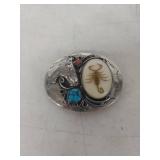 Scorpion with Turquoise and Coral belt buckle