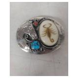 Scorpion with Turquoise and Coral belt buckle