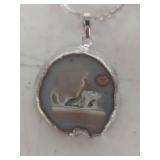 Natural Agate Pendant Necklace with Chain