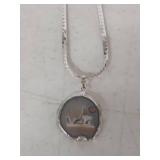 Natural Agate Pendant Necklace with Chain