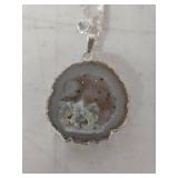 Natural Agate Pendant Necklace with Chain