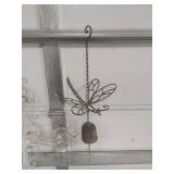 Decorative Metal Wall Art Set - White Cross & Dragonfly Wind Chime