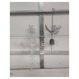 Decorative Metal Wall Art Set - White Cross & Dragonfly Wind Chime