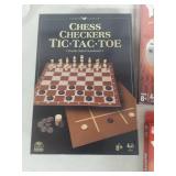 Classic Board Games Bundle - Chess Checkers Tic Tac Toe and Yahtzee Set