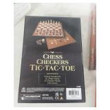 Classic Board Games Bundle - Chess Checkers Tic Tac Toe and Yahtzee Set
