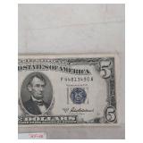 1953 A Series $5 Silver Certificate Blue Seal