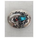 Fish belt buckle with Turquoise and Coral