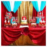 B-COOL Red Sequin Tablecloth Christmas Table Cloth Valentines 90x132-Inch Seamless Tablecloths Sequined Fabric Rectangle Overlays for Birthday Party Evening Decor