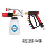 DUSICHIN Pressure Washer Gun Swivel Joint 4000 PSI Snow Foam Cannon Dual-Ended Shift Valve 7 Nozzles, Foam Lance Kit Dual Connector 7 Pressure Washer Tip holders 3/8 Fitting M22-14 M22-15 DUS2913