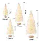 SATINIOR BULK Artificial Mini Christmas Tree Sisal Snow Trees Bottle Brush Christmas Trees Pine Trees Ornaments with Wooden Base for Christmas Party Home Decoration (4 Sizes, White)