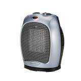 Amazon Basics Oscillating Ceramic Space Heater, Portable Indoor Heating Solution, With Overheat and Tip-Over Protection, Thermostat, 1500W, 7.52D x 6.34W x 9.45H, Silver