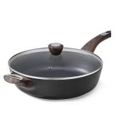 SENSARTE Nonstick Frying Pan Skillet with Lid, 12 Inch Large Deep Frying Pan, 5 Qt Non Stick Saute Pan with Cover, Induction Pan, Healthy Non Toxic Cooking Pan with Helper Handle, PFOA PFOS Free