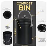 Utopia Kitchen Compost Bin for Kitchen Countertop, 1.3 Gallon Compost Bucket for Kitchen Includes 1 Spare Charcoal Filter (Black) MISSING LID