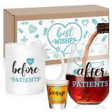 Nefelibata Before Patients After Patients Set 11 oz Coffee Mug 18 oz Stemless Wine Glass 2 oz Shot Glass for Nurse Doctor Hygienist Dentist Physician Nursing Graduation Birthday Gift Nurse Week Gifts