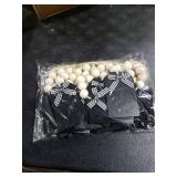 Queekay 24 Pieces Christmas Wood Stocking Name Tags Buffalo Plaid Row Stocking Tags with Rope and Wooden Beads Mini Hanging Chalkboard for Xmas Home(3 x 2 Inch,Black Card White Black Plaid Bow)