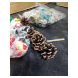 Roowest 96 Pcs Miniature Ornaments for Snow Globe Kit DIY Christmas Village Decoration Christmas Figurines Mini Ornaments with Snowman Reindeer Santa Claus Snowflake(Teal Beige Gold Green)